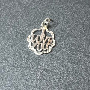Vintage Sterling Silver 'I Love You' Pendant Charm